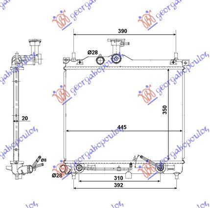 RADIATOR 1.1i12V-1.1CRDi (44.5x35) AUTO