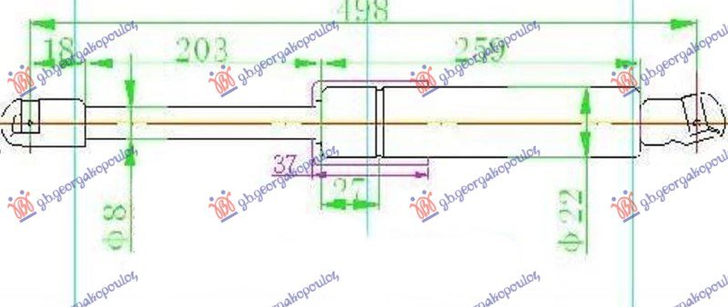 AMORTIZER GEPEK VRATA (496L-560N)