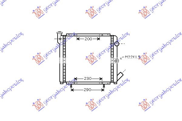 RADIATOR PETROL +A/C (39x39,5x1,9)