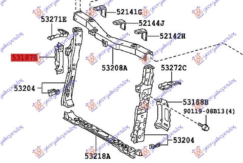 RADIATOR SUPPORT BRACKET STEEL