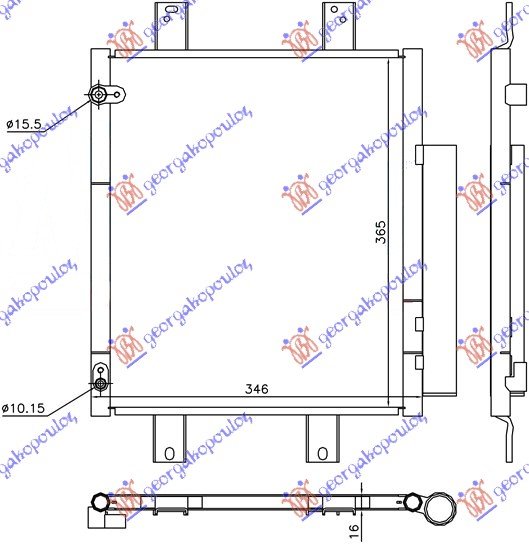 RADIATOR  A/C 1.0i12V-1.3 16V (33x36,8)