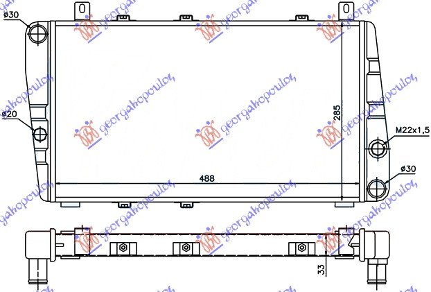 HLADNJAK MOTORA 1.3 BENZIN (-AC) (490x280) (NRF)