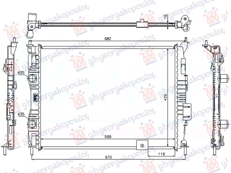 HLADNJAK MOTORA 1.6 BENZIN (590x430x16) (BEZ CEVI) (NRF)