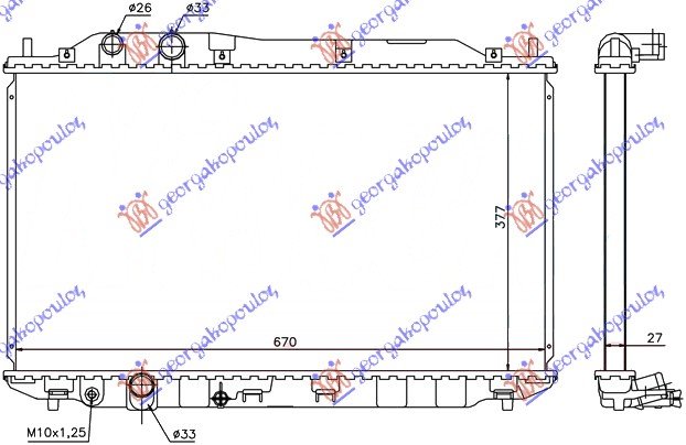HLADNJAK MOTORA 1.6/1.8 16V (AUTO) (37.5x67x27) (KOYO)