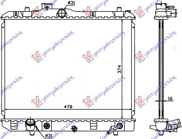 RADIATOR AUTOMATIC (375x500x16)