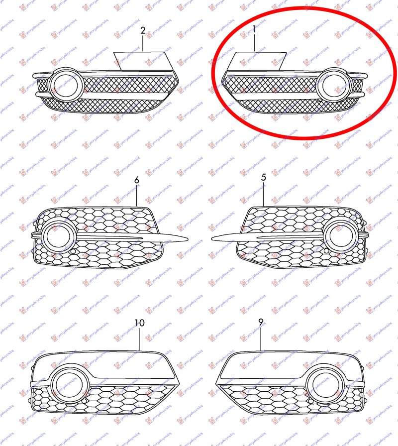 FR. BUMPER SIDE GRILLE W/F.L HO)