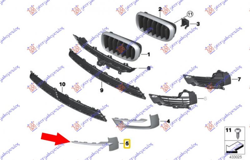 FR. BUMPER GRILLE MOULDING