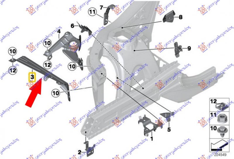 FR. FENDER BRACKET LOWER