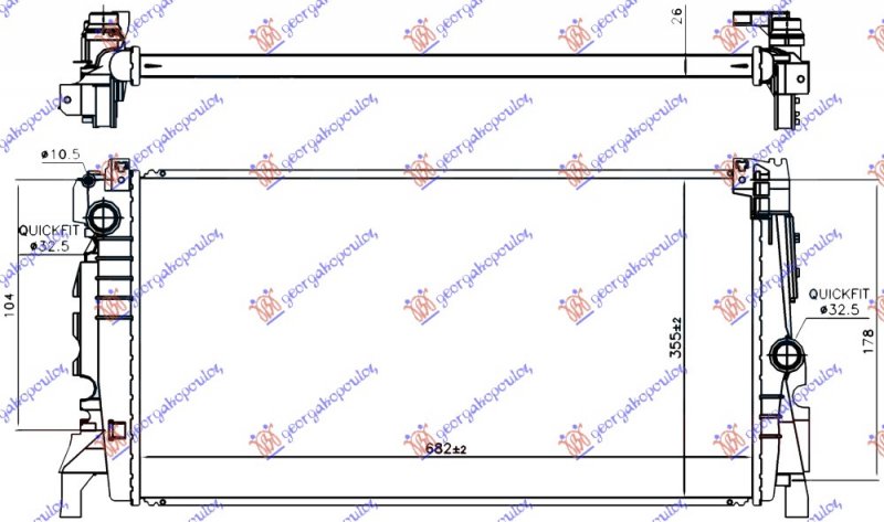 HLADNJAK MOTORA 1.5 (225xe) HIBRID/BENZIN (AUTO) (680x350x26) (NRF)
