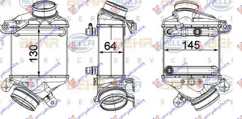 RADIATOR INTERC. 4,0-4,4 PETR. (130x144x