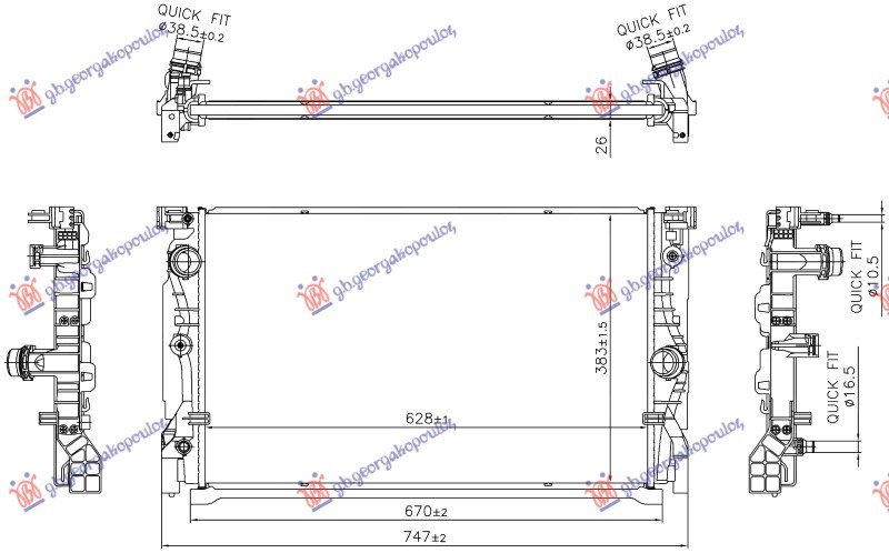 HLADNJAK MOTORA 2.0/3.0 DIZEL (AUTO) (628x383x26)