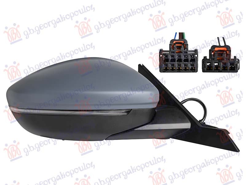 RETROVIZOR ELEKTRICNI SA GREJACEM PM (MIGAVAC) (SENZOR) (10OTV/6 PIN + 4OTV/2 PIN) (A KVALITET) (KONVEKSNO STAKLO)