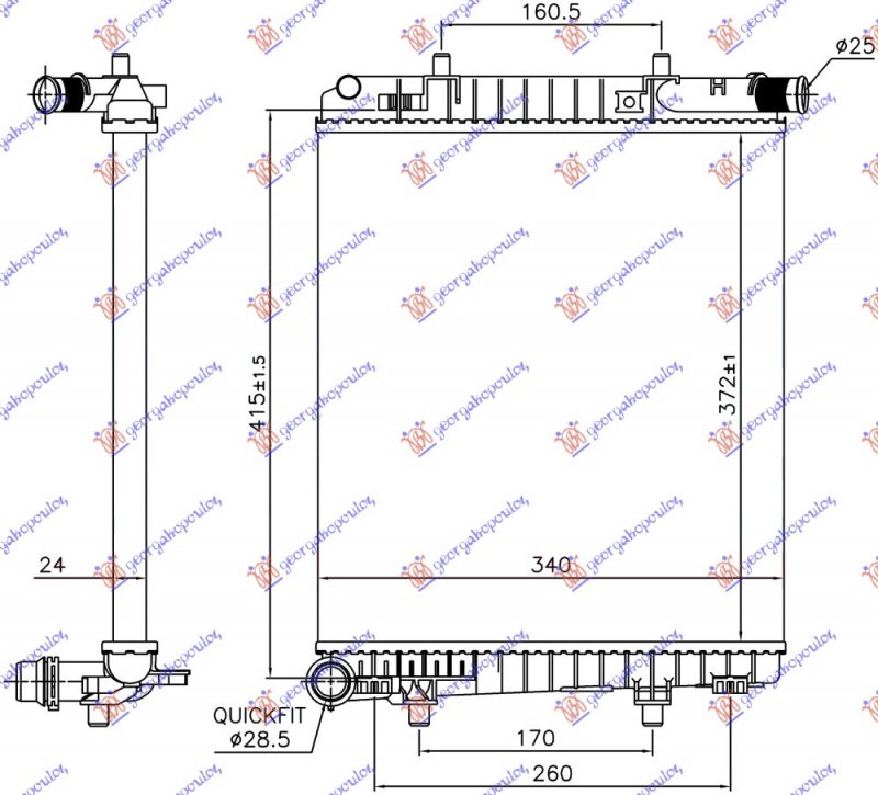 HLADNJAK MOTORA 1.2 VTi BENZIN (MAN) (372x340x24) (NRF)