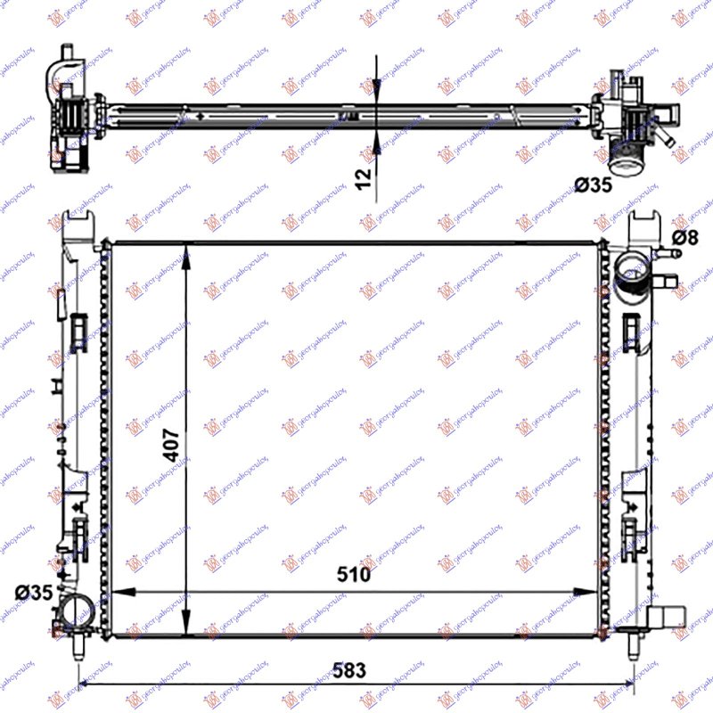 RADIATOR PETR-DSL -A/C (51x40x1,2) 12-