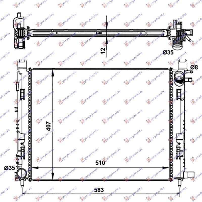 HLADNJAK MOTORA BENZIN/DIZEL (+/-AC) (510x40x1.2) 2012- (NRF)