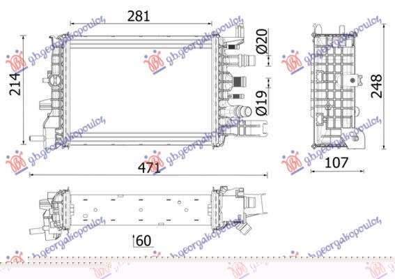 HLADNJAK MOTORA DODATNI 1.5 DIZEL (281x214x60)