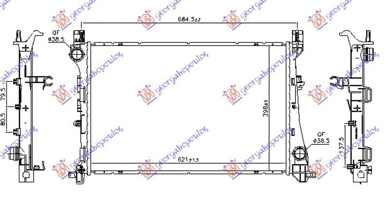 HLADNJAK MOTORA 1.6 MJTD DIZEL (MAN/AUTO) (620x400x26) (NRF)