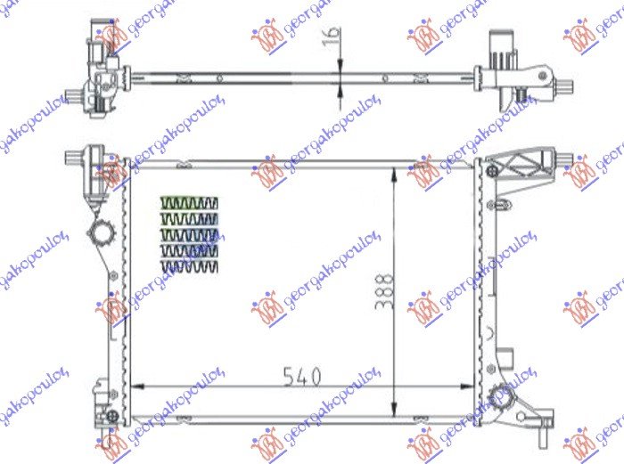 HLADNJAK MOTORA 1.4 (70KW) BENZIN (MAN) (540x410x16) (NRF)