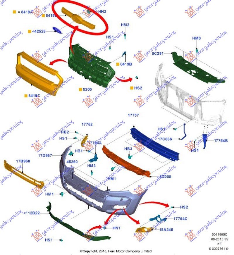 GRILLE MOULDING MIDDLE GRAY