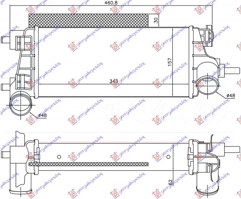 RADIATOR INTERC. 1.0 EcoBoost (343x157x6