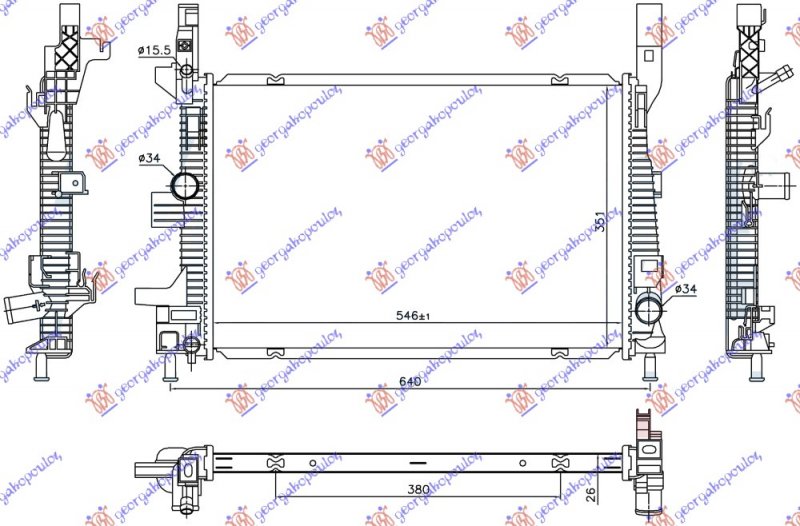 RADIATOR 1.5 TDCi AUTO DSL (546x351x26)