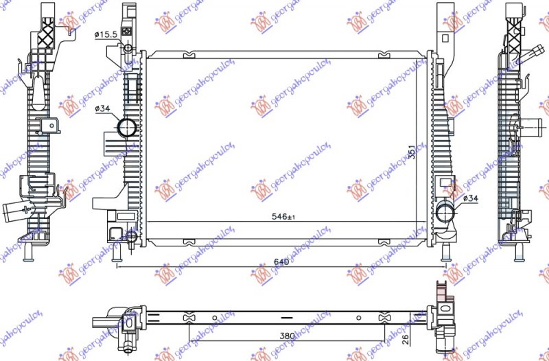 HLADNJAK MOTORA 1.5 TDCi DIZEL (AUTO) (546x351x26) (NRF)