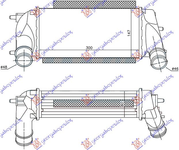 RADIATOR INTER. 1,0i 12V TURBO (300x150x