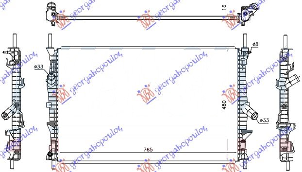 HLADNJAK MOTORA 2.0/2.2 TDCi DIZEL (765x460x16) RWD-4WD (NRF)