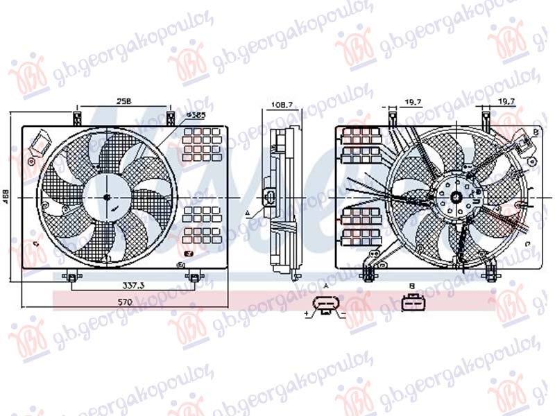 VENTILATOR KOMPLET 1.5/1.6 DIZEL - 1.0 BENZIN (385mm)