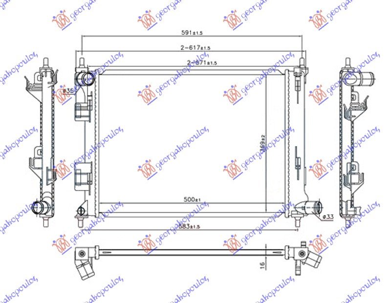 HLADNJAK MOTORA 1.2/1.4i BENZIN (MAN) (500x380x16) (VALEO)