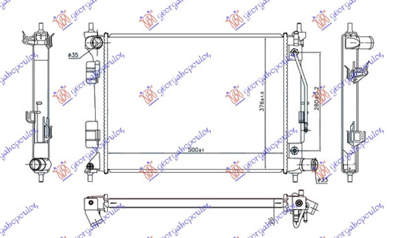 RADIATOR 1.4i PETROL AUTO (500x375x26)