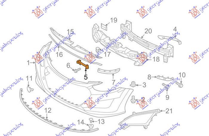 FR. BUMPER BRACKET CENTRAL (O)