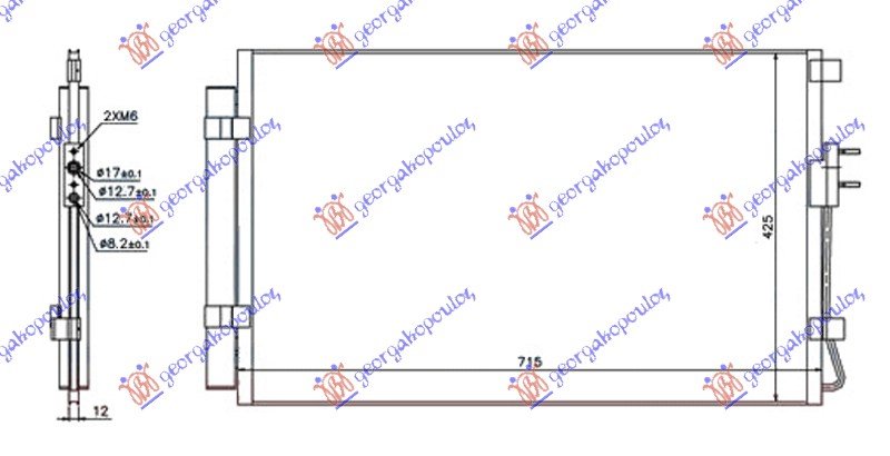 HLADNJAK KLIME 2.4 16V GDI 3.3i BENZIN (680x430x12) (HALLA TIP) (KOYO)