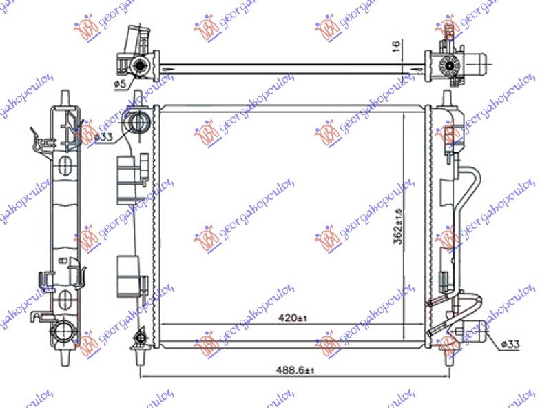 HLADNJAK MOT. SVI MODELI AUTO 420x360x16