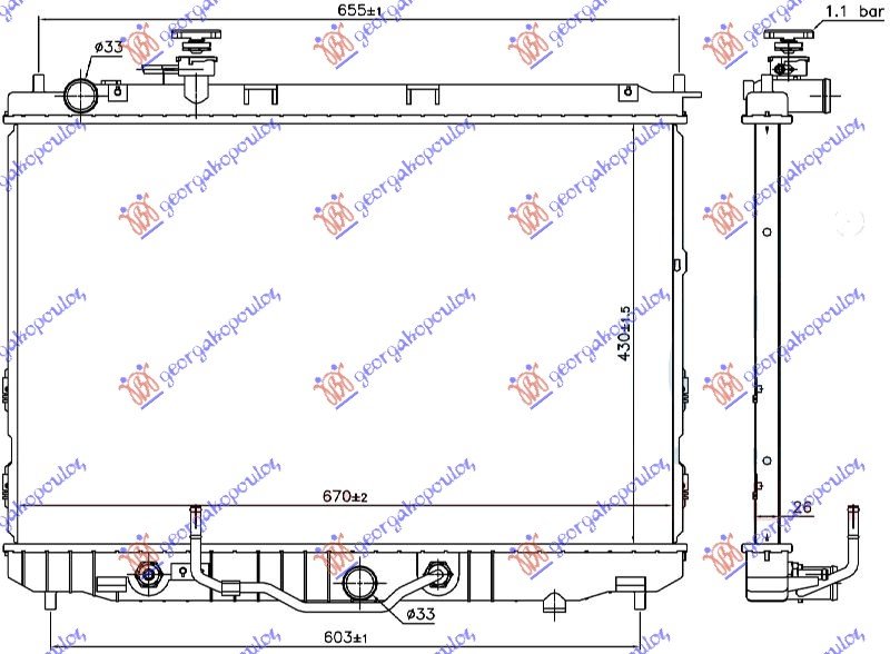 RAD. 2.0i 16v AUTO (43x67x26)