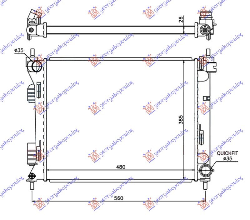 HLADNJAK MOTORA 1.1/1.4 CRDi (MAN) DIZEL (480x385x26) (INDIJA) (NRF)