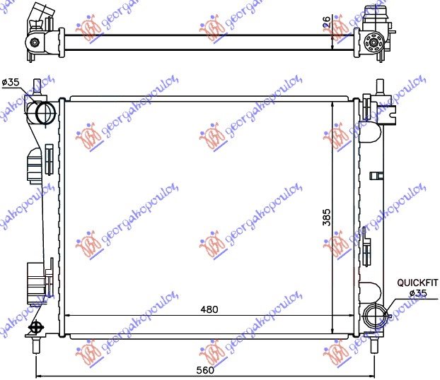HLADNJAK MOTORA 1.1/1.4 CRDi (MAN) DIZEL (480x385x26) (TURSKA) (NRF)
