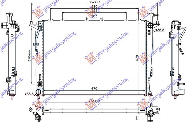 RADIATOR 2,4 PETROL. (67x48x) M/A