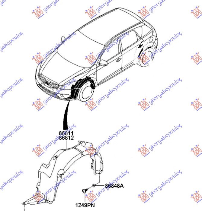 FRONT PLASTIC INNER FENDER (O)