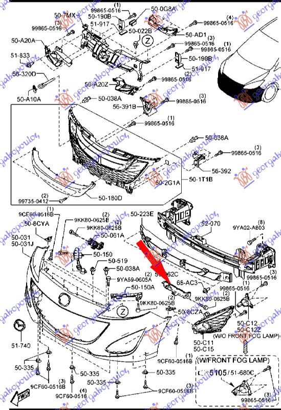 FR. BUMPER  BRACKET UPPER PLASTIC