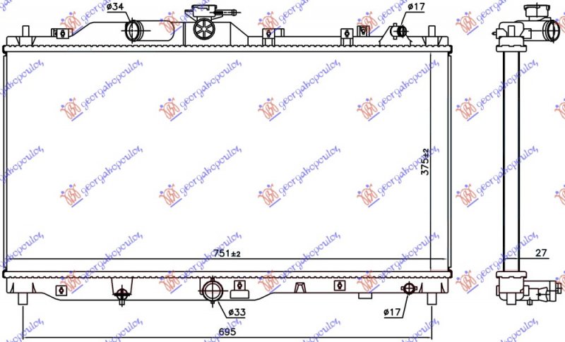 RADIATOR 1.5 D DIZEL (375x741x27)