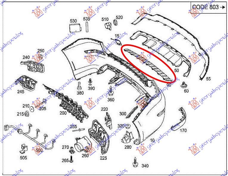 REAR BUMPER MOULDING (STEP) CHROME