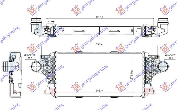 RADIATOR.INTER.3.0 DIZEL(545x280x50)