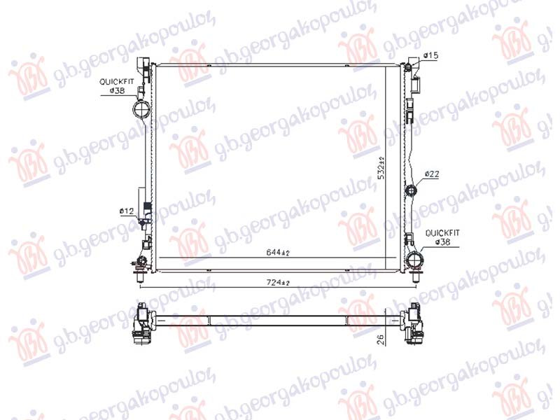 HLADNJAK MOTORA 2.0/3.0 BENZIN/HIBRID - 2.0/2.9 DIZEL/HIBRID (645x523x26) (VALEO)