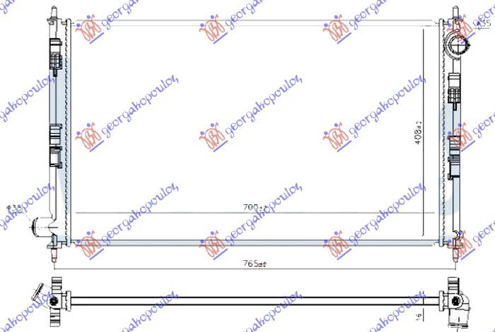 HLADNJAK MOTORA 2.0 BENZIN (700x400x16) (BEZ POKLOPCA) (NISSENS)