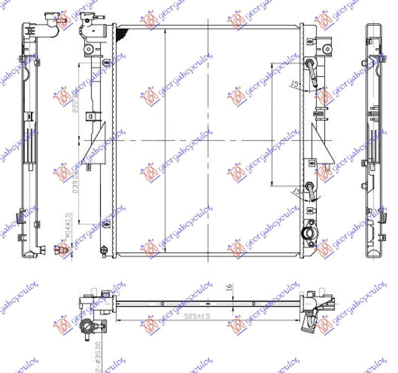 RADIATOR 2.4 DI-D DIZ AUTO (525x643x16)(4N15