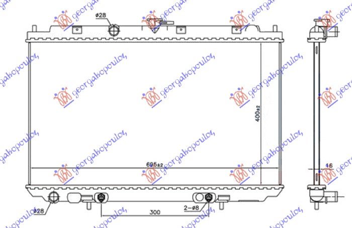 HLADNJAK MOTORA 1.8 BENZIN (AUTO) (400x695x16) (NRF)