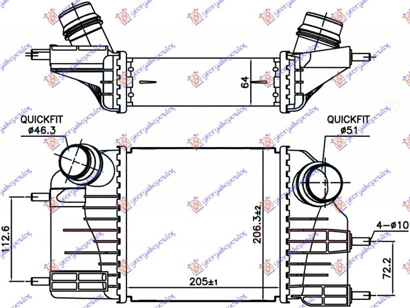 HLAD. INTERC. 1.5 dCi DIZ (205x205x64)