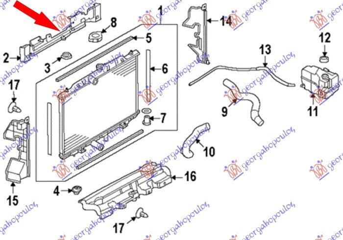 RADIATOR SUPPORT PLASTIC UPPER