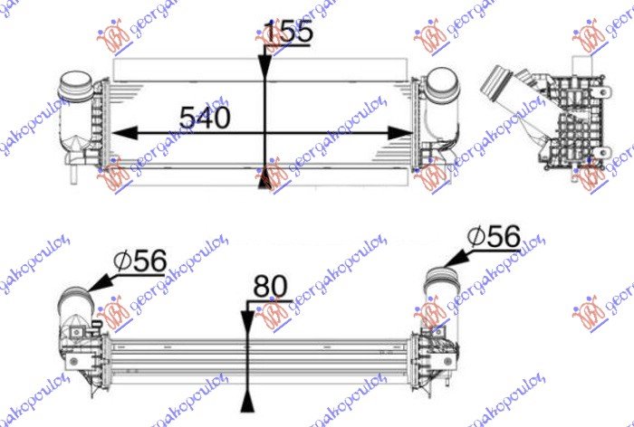 RADIATOR INTER.2.3 dCi DIESEL (540x155x80)